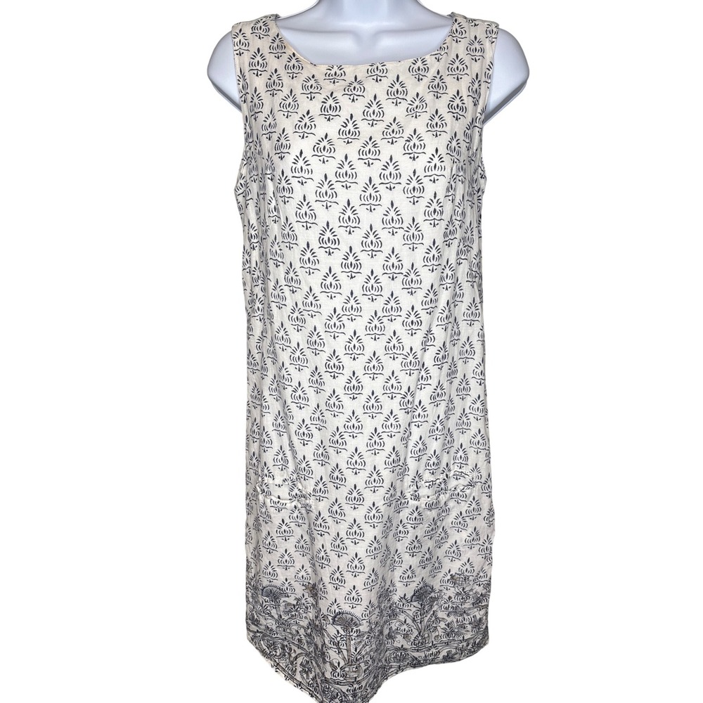 Roberta Roller Rabbit Womens White Blue Block Print Shift Dress XS Boho Gauzy